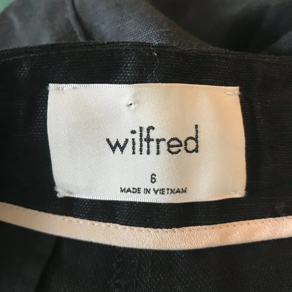 Wilfred Black Linen Cropped Pants Drawstring Tie Waist Size 6